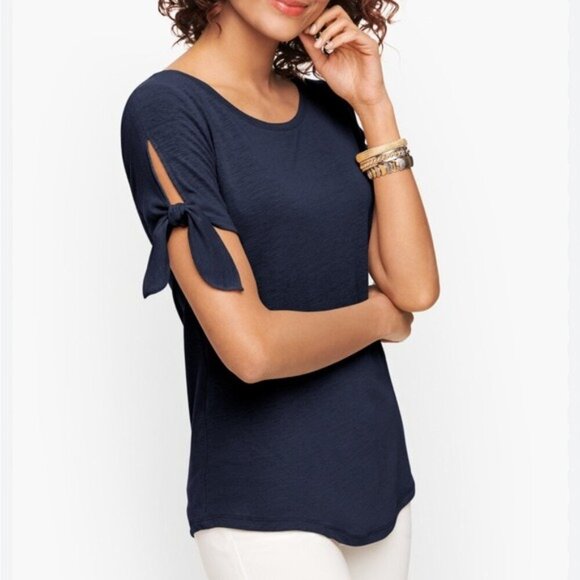 14th & Union Black Slit Sleeve Bow Blouse XL NWT Elegant Office Chic - Picture 9 of 9